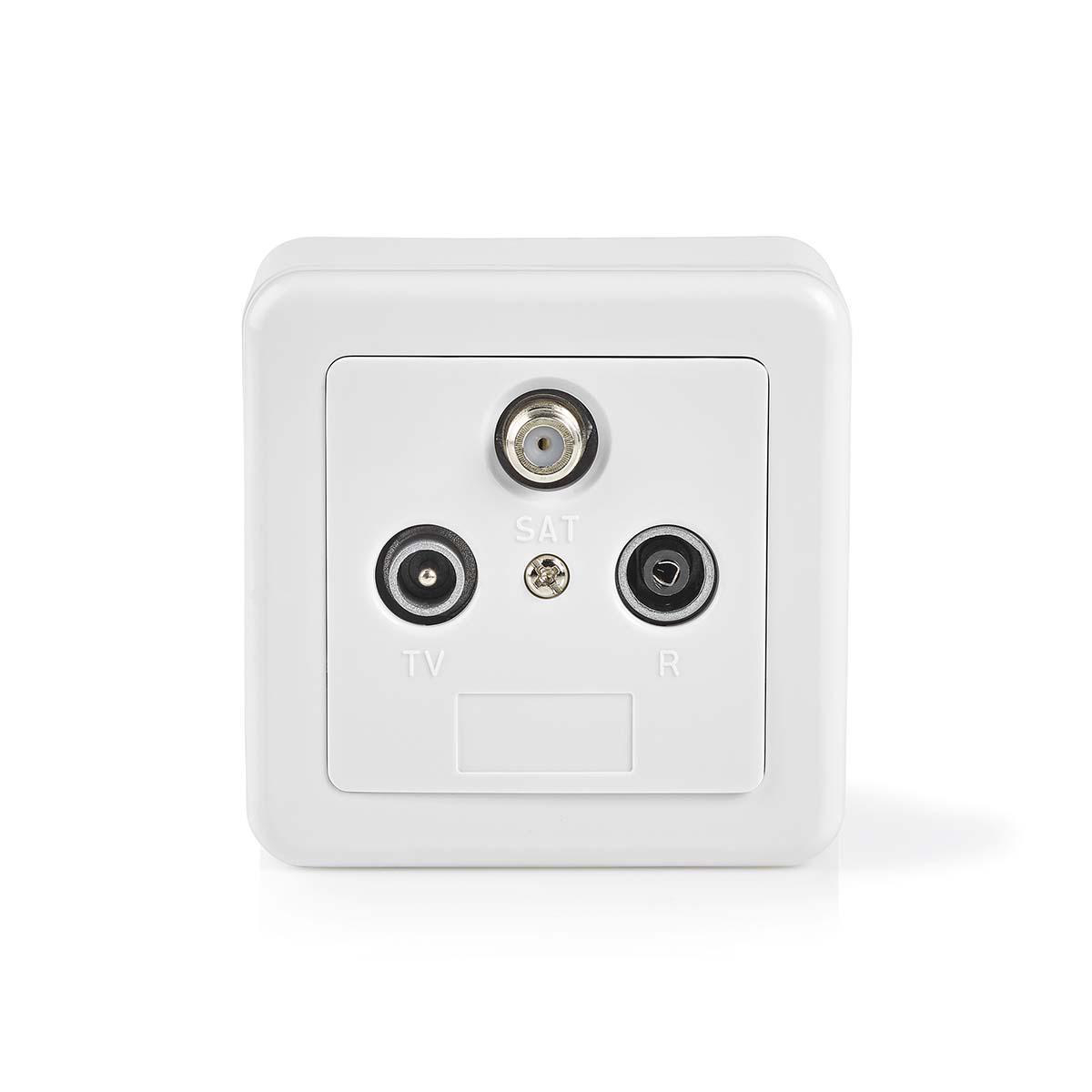 Nedis Boite d'antenne murale 1x F-Connecteur Femelle / 1x IEC Connector Femelle / 1x IEC Connector Mâle 75 Ohm Canal de retour Argent / Blanc