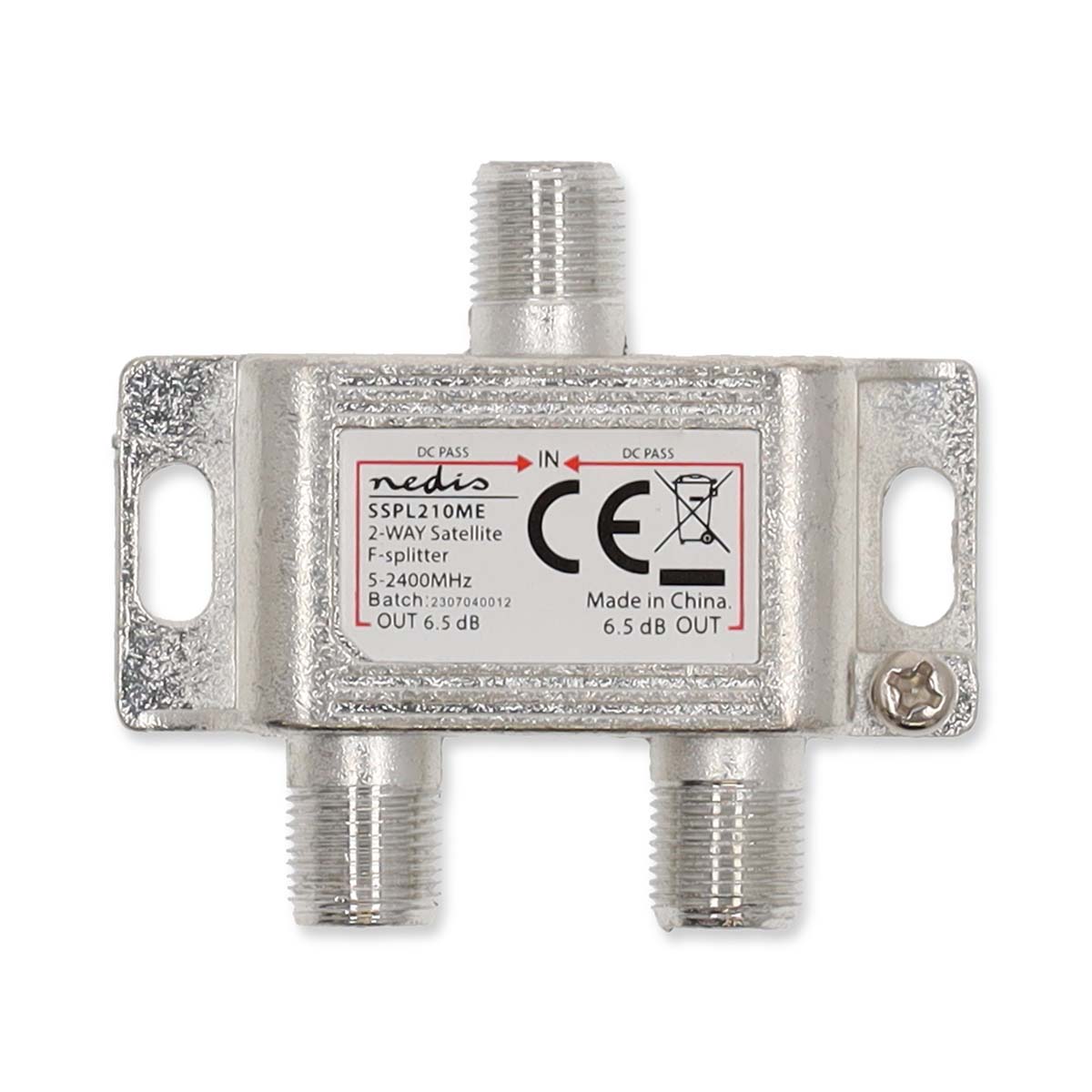 Nedis Répartiteur 5 - 2400 MHz 6.5 dB Nombre d'entrées: 1 Nombre de sorties: 2 Impédance du haut-parleur externe: 75 Ohm Zinc Argent