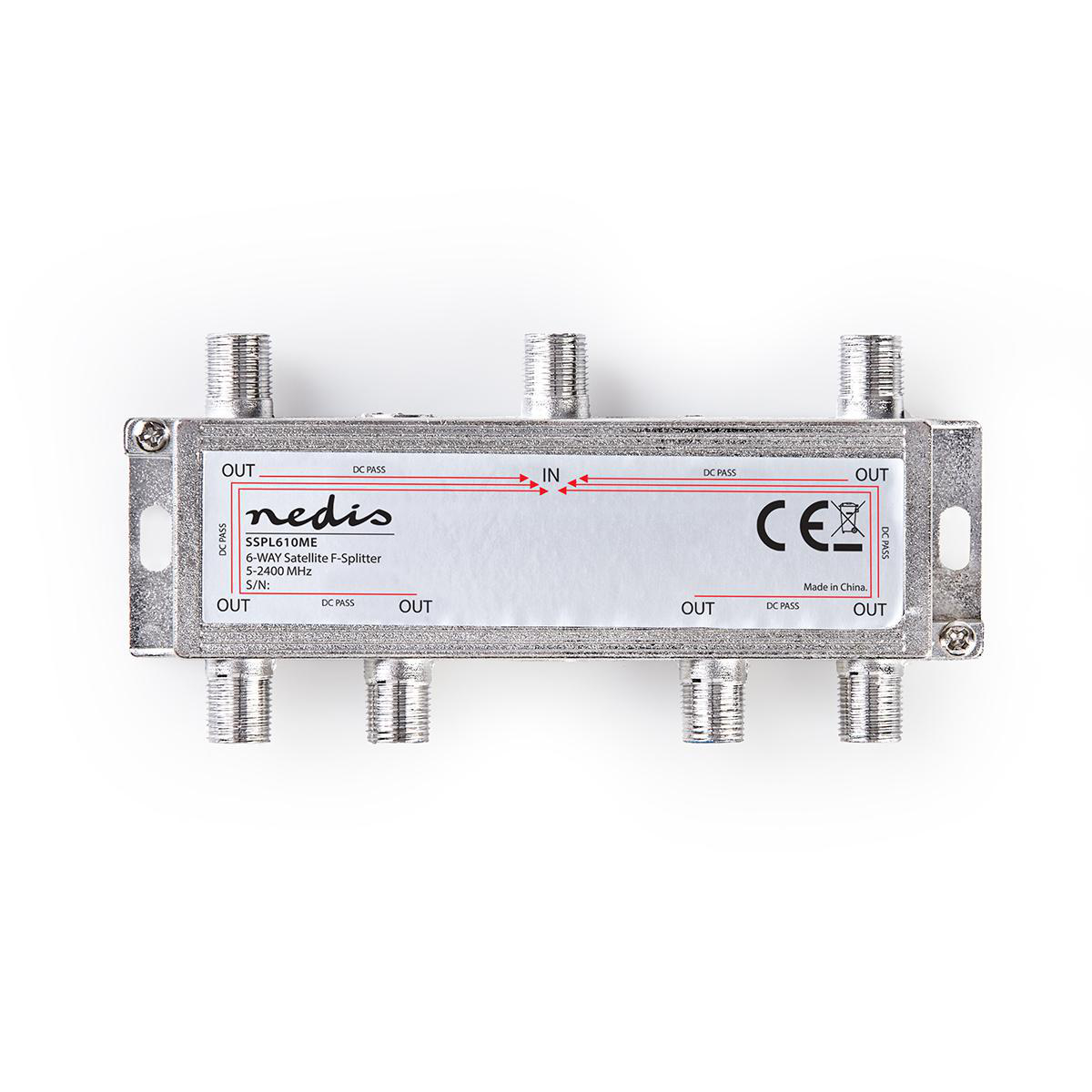 Nedis Répartiteur 5 - 2400 MHz 17.0 dB Nombre d'entrées: 1 Nombre de sorties: 6 Impédance du haut-parleur externe: 75 Ohm Zinc Argent