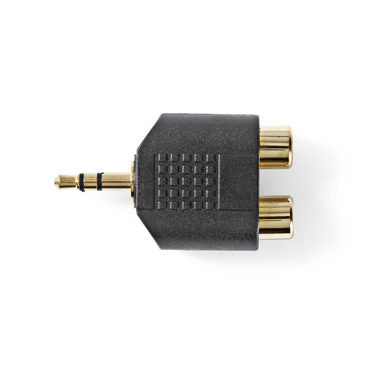 Nedis Adaptataeur audio stéréo 3.5 mm Mâle 2x RCA Femelle Plaqué or Droit ABS Noir 10 pièces Enveloppe