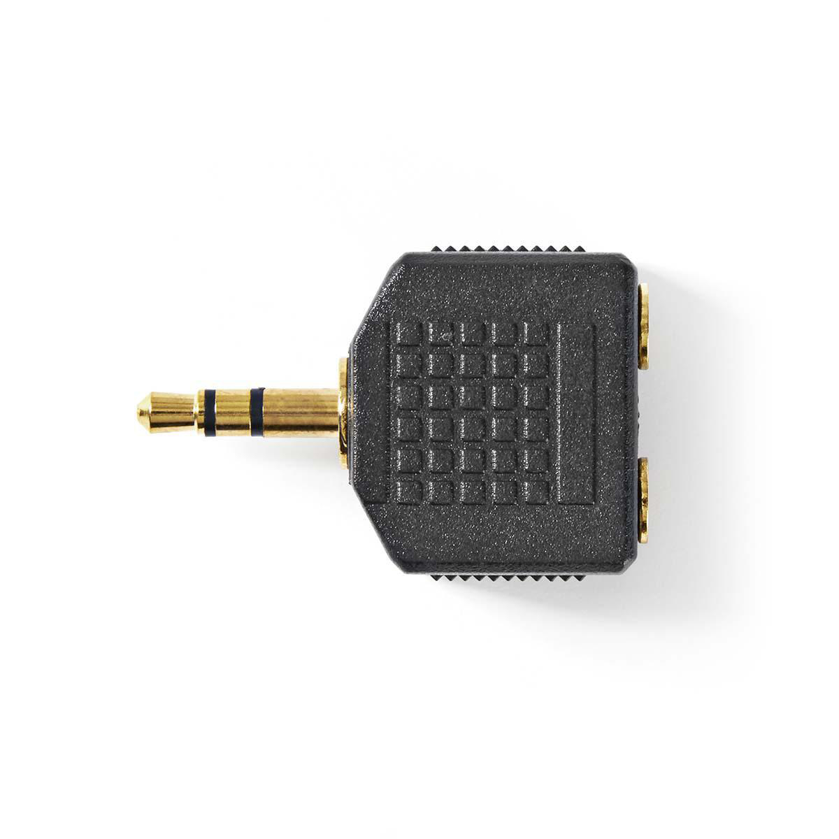 Nedis Adaptataeur audio stéréo 3.5 mm Mâle 2x 3.5 mm Femelle Plaqué or Droit ABS Noir 10 pièces Sac en Plastique
