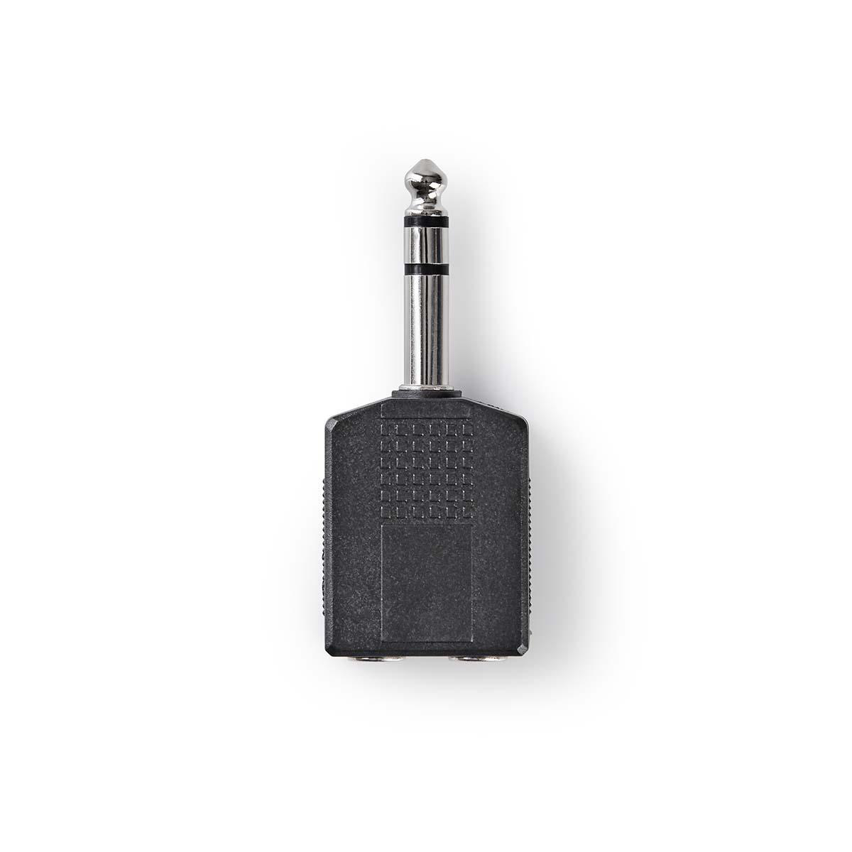 Nedis Adaptataeur audio stéréo 6.35 mm Mâle 2x 6.35 mm femelle Plaqué nickel Droit ABS Noir 10 pièces Enveloppe