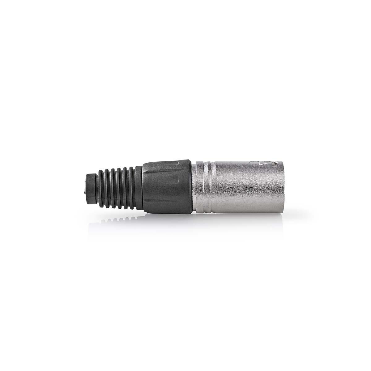 Nedis Connecteur XLR Droit Mâle Plaqué nickel Housse de protection Diamètre d'entrée de câble: 7.0 mm Métal Argent 10 pièces Sac en Plastique