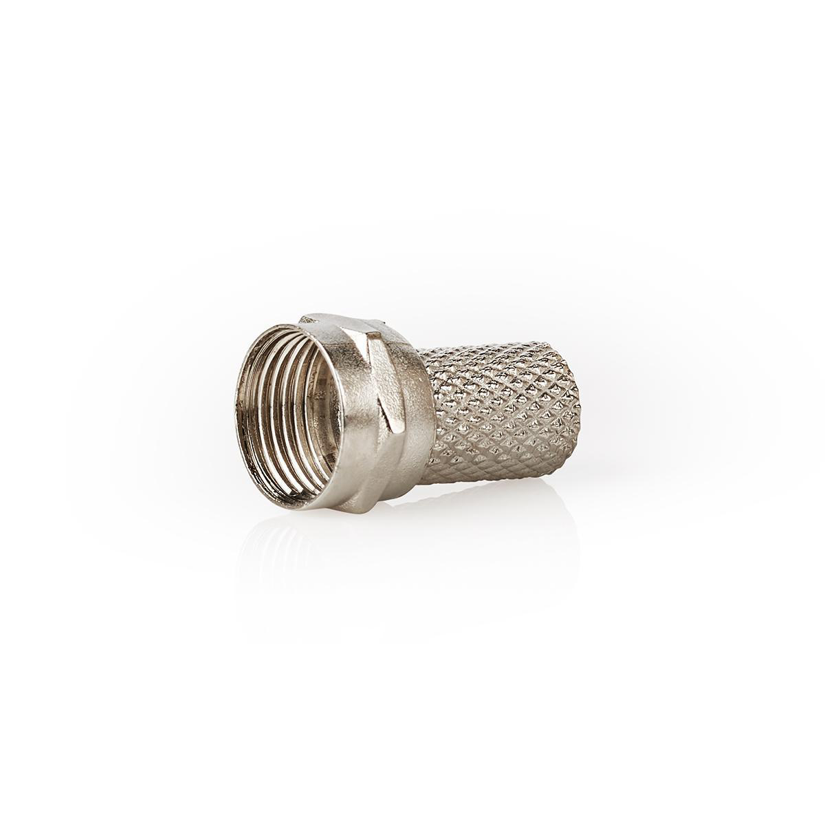 Nedis Conencteur F Droit Mâle Plaqué nickel 75 Ohm Twist-on Diamètre d'entrée de câble: 7.5 mm Alliage de zinc Argent 25 pièces Sac en Plastique