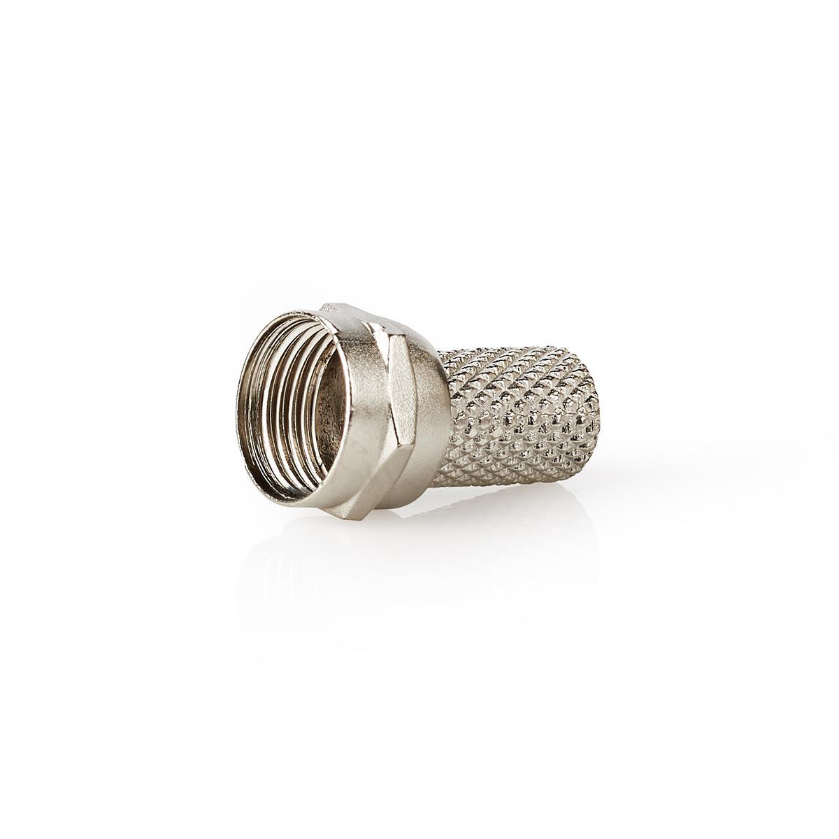 Nedis Conencteur F Droit Mâle Plaqué nickel 75 Ohm Twist-on Diamètre d'entrée de câble: 7.4 mm Alliage de zinc Argent 25 pièces Sac en Plastique