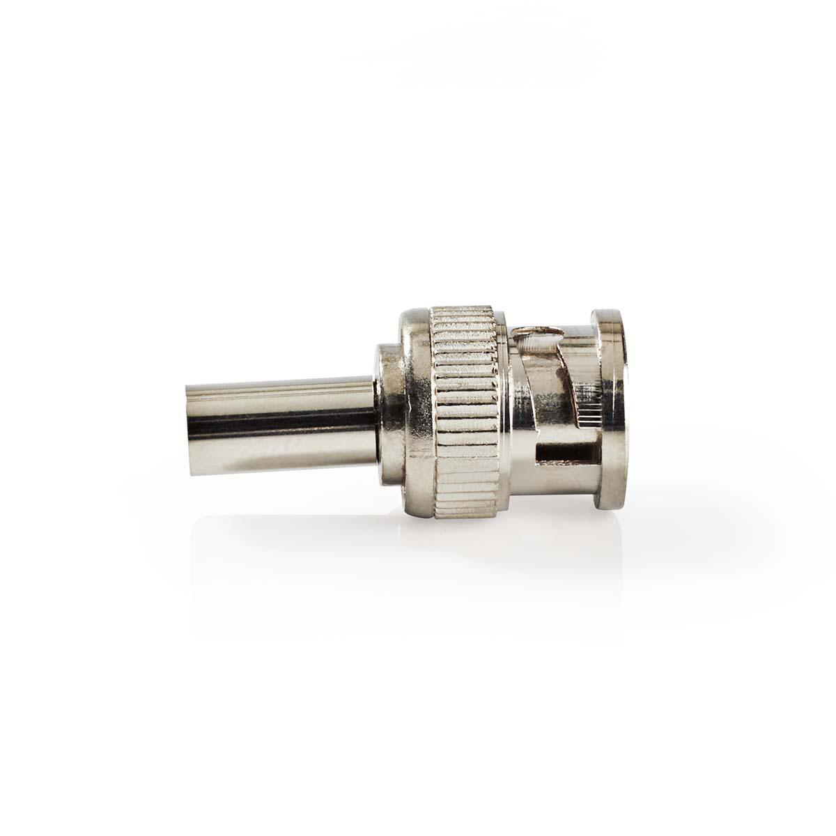 Nedis Connecteur BNC Droit Mâle Plaqué nickel 50 Ohm Ondulation Diamètre d'entrée de câble: 6.0 mm Acier Argent 25 pièces Enveloppe