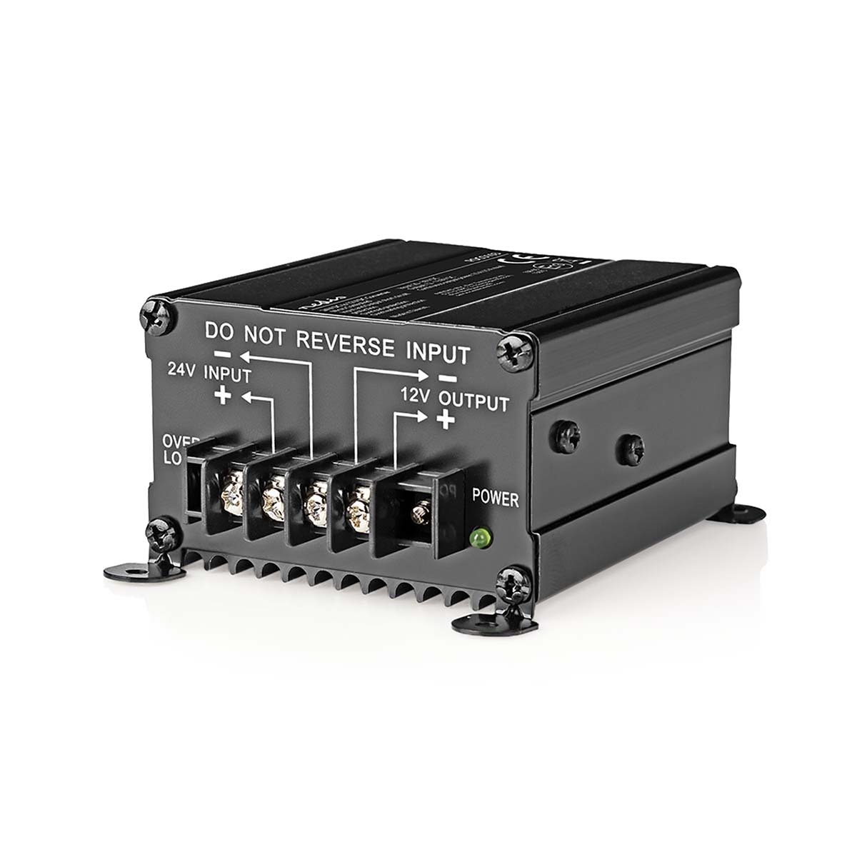 Nedis Convertisseur d'alimentation Propulsé par la Voiture 24 V DC 12 V DC 120 W Bornier à vis Equipé d'un fusible Noir