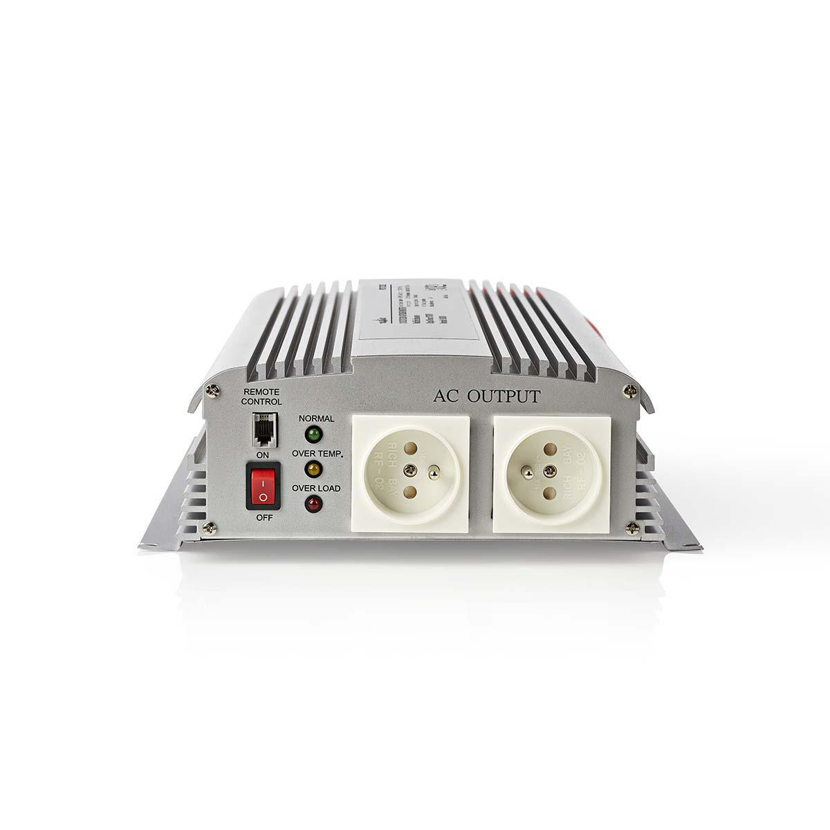 Nedis Convertisseur de tension modifiée onde sinusoïdale | Tension d'entrée: 12 V DC | Connexion (s) de sortie d'alimentation de l'appareil: Type E (CEE 7/5) | 230 V AC 50 Hz | 1700 W | Puissance de sortie maximale: 3000 W | Bornier à vis | Argent