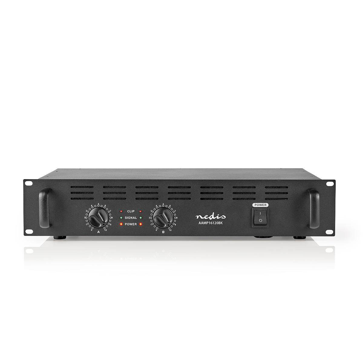 Nedis Amplificateur CA Sortie RMS: 2x 100 W @ 8 Ohm / 2x 150 W @ 4 Ohm 2 Canaux 2U Montage en rack 19