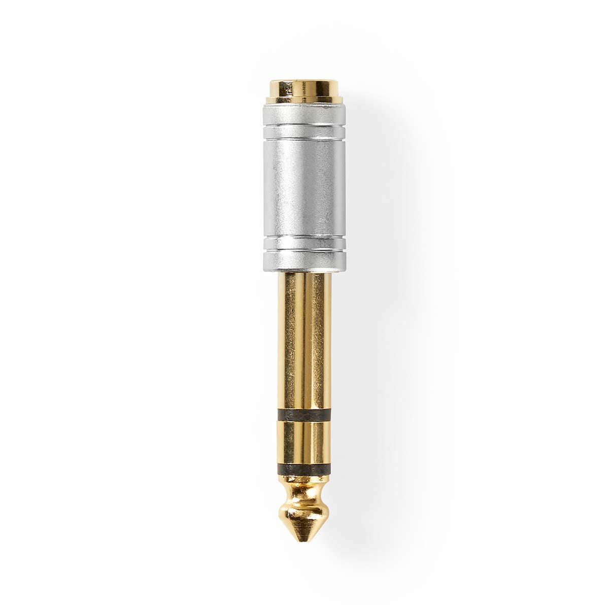 Nedis Adaptataeur audio stéréo 6.35 mm Mâle 3.5 mm Femelle Plaqué or Droit Métal Argent 1 pièces Boîte