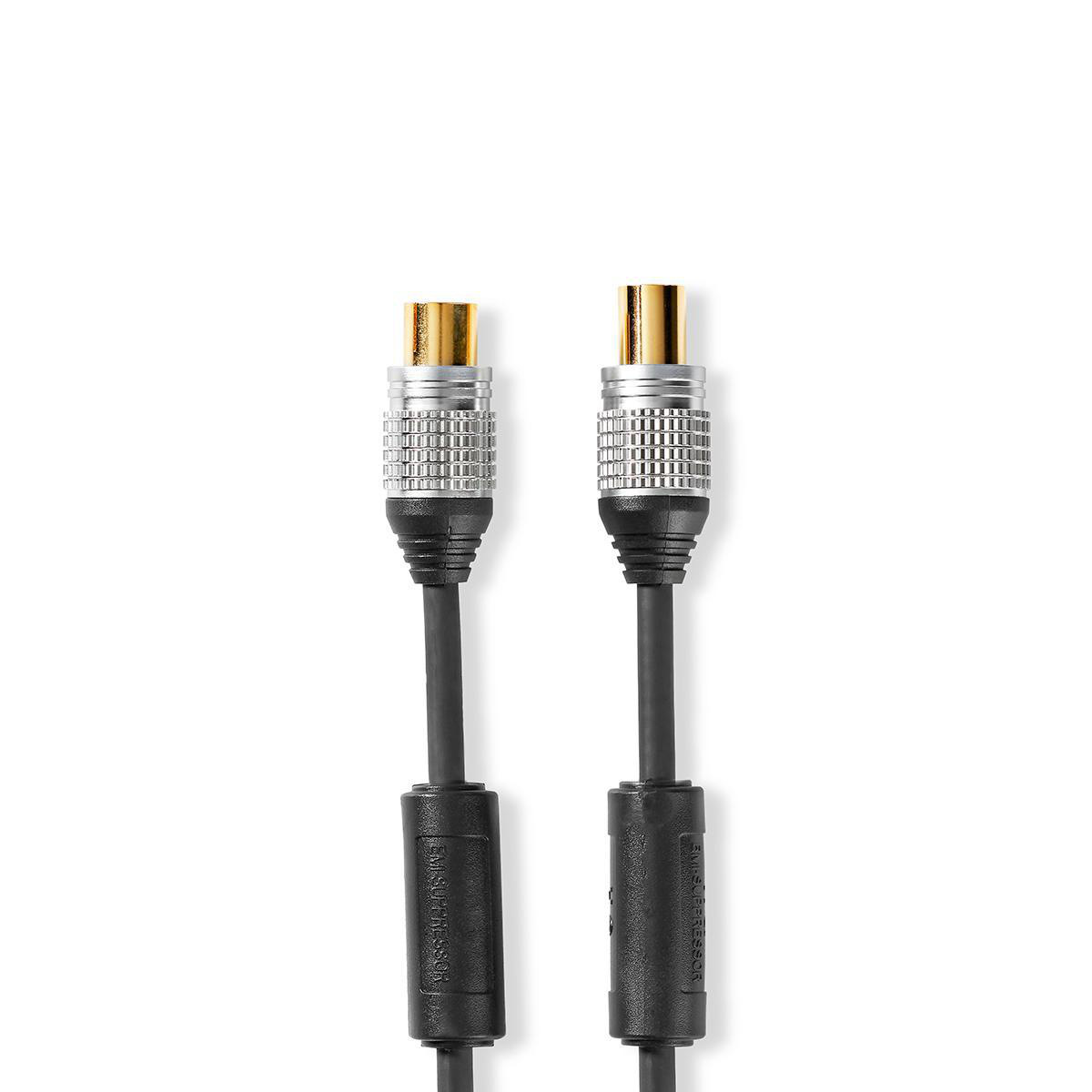 Nedis Câble Coax IEC (Coax) Mâle IEC (Coax) Femelle Plaqué or 75 Ohm Double blindage 10.0 m Rond PVC Anthracite Clapet