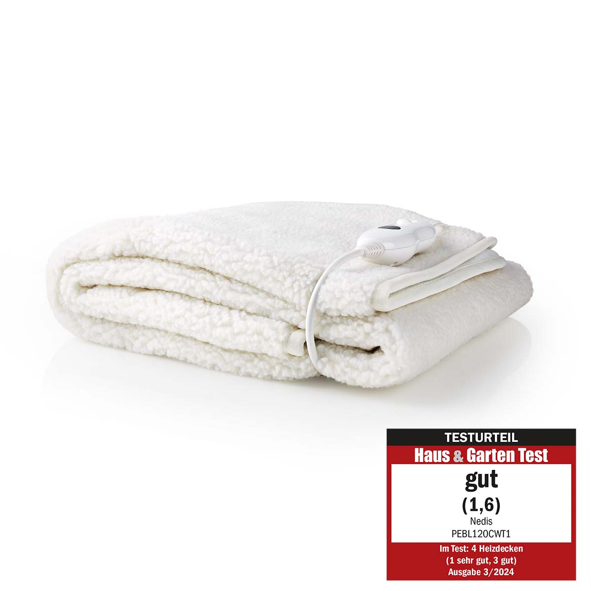 Nedis Couverture Electrique Sous-couverture 1 Personne 150 x 80 cm 3 Réglages de Chaleur Lavable Protection contre la surchauffe Polyester / Synthétique