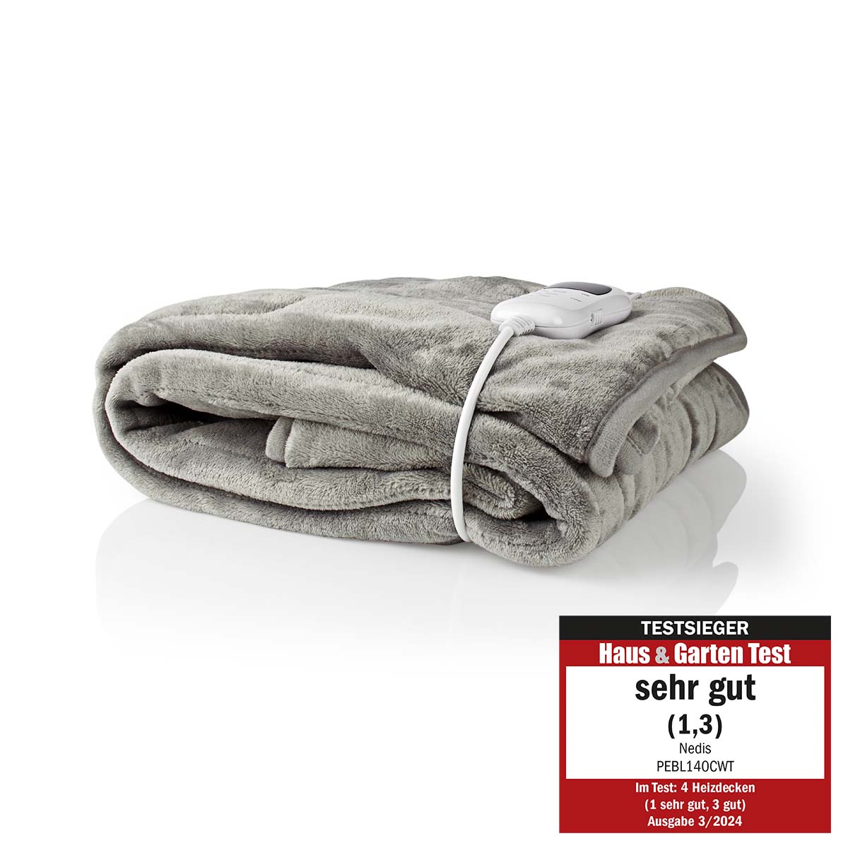 Nedis Couverture Electrique Couverture 1 Personne 180 x 130 cm 9 Réglages de Chaleur Lavable Protection contre la surchauffe Contrôle numérique Molleton