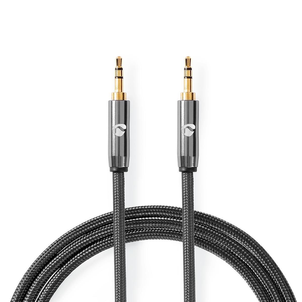 ANTEC Câble audio stéréo 3.5 mm Mâle 3.5 mm Mâle Plaqué or 1.00 m Rond Anthracite / Gris Métal Gun Sachet avec Fenetre