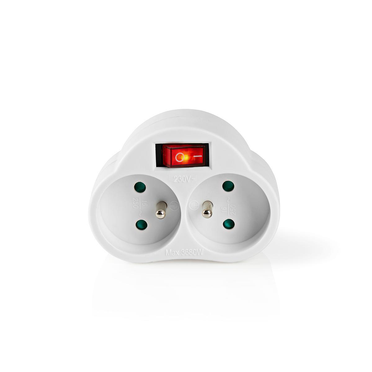 Nedis Adaptateur de Prise de Courant France / Type E (CEE 7/6) 250 V AC 50/60 Hz France / Type E (CEE 7/6) 250 V AC 50/60 Hz 16.0 A 3500 W Bouton marche/arrêt intégré Blanc
