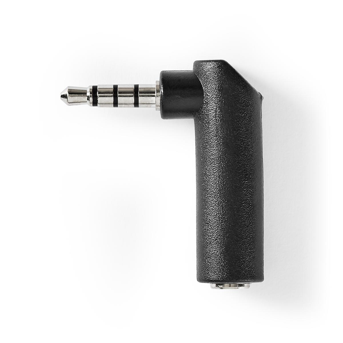Nedis Adaptataeur audio stéréo 3.5 mm Mâle 3.5 mm Femelle Plaqué nickel Coudé à 90° Métal Noir 10 pièces Sac en Plastique