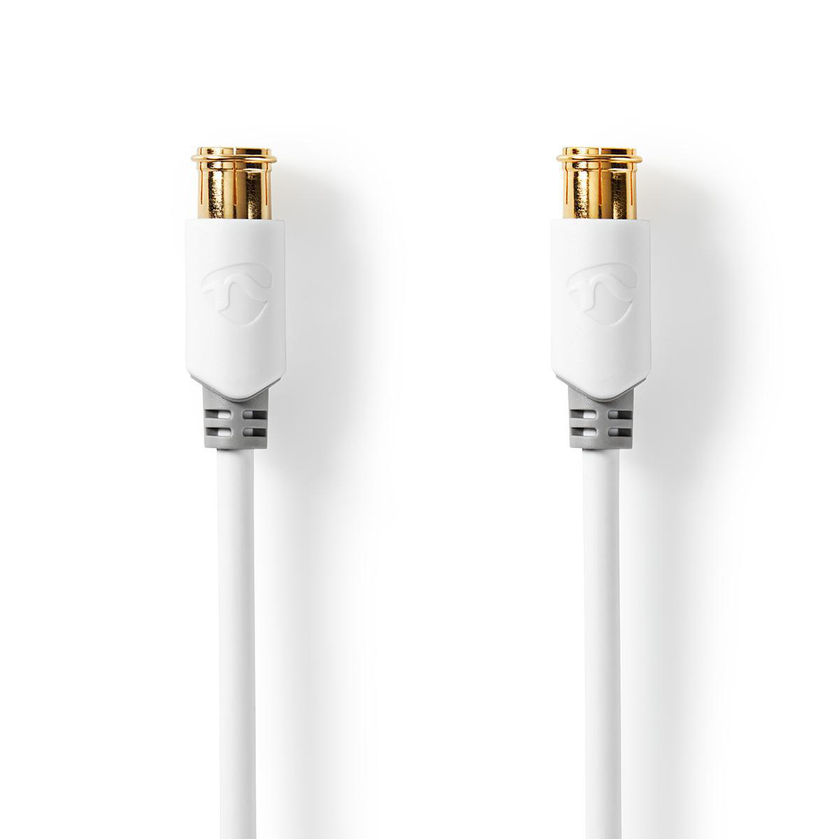 Nedis F Quick - F Quick Cables  F mâle rapide  F mâle rapide  Plaqué or  75 Ohm  Double blindage  5.00 m  Rond  PVC  Blanc  Boite avec Fenêtre