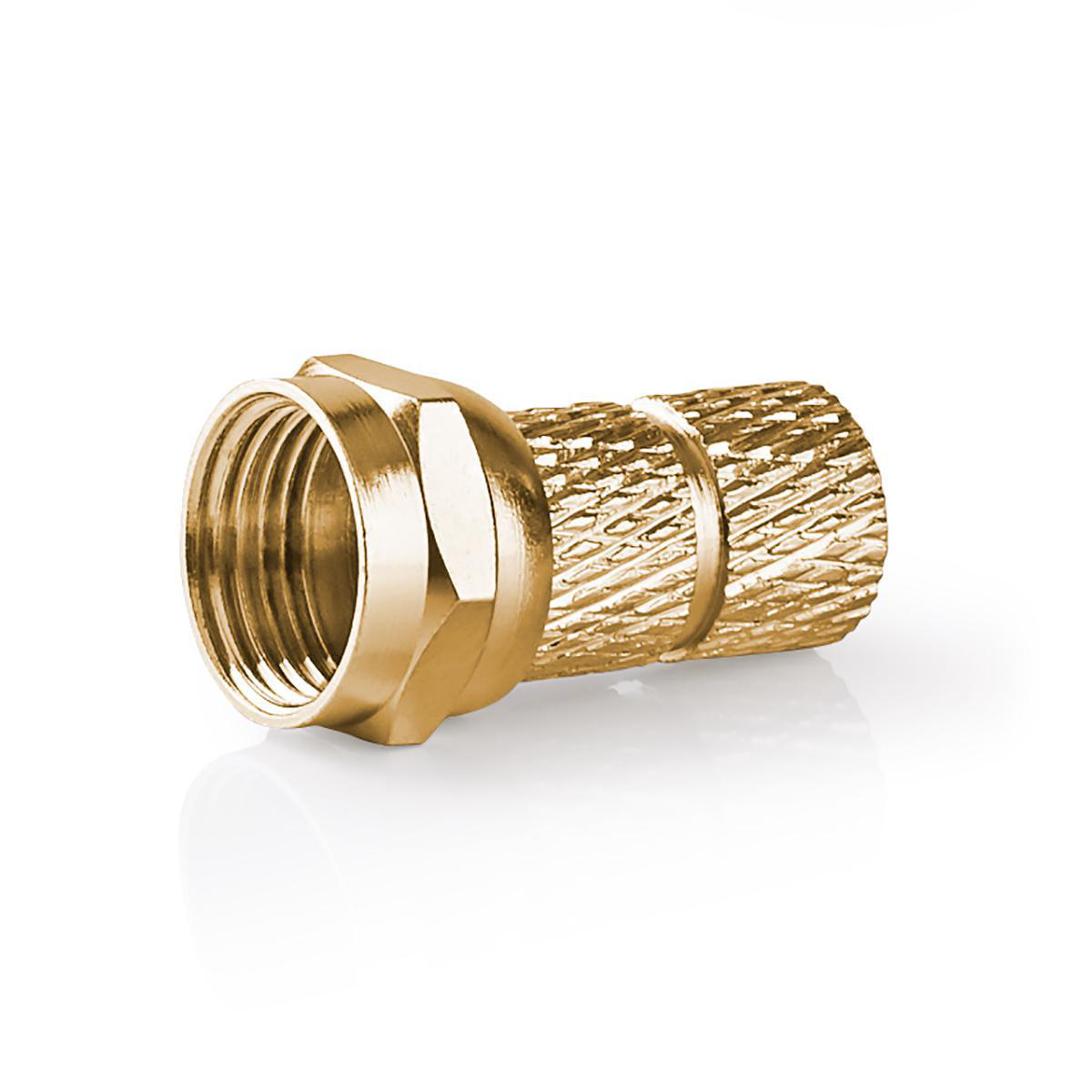 Nedis Conencteur F Droit Mâle Plaqué or 75 Ohm Twist-on Diamètre d'entrée de câble: 5.5 mm Cuivre Métal 2 pièces Boite avec Fenêtre