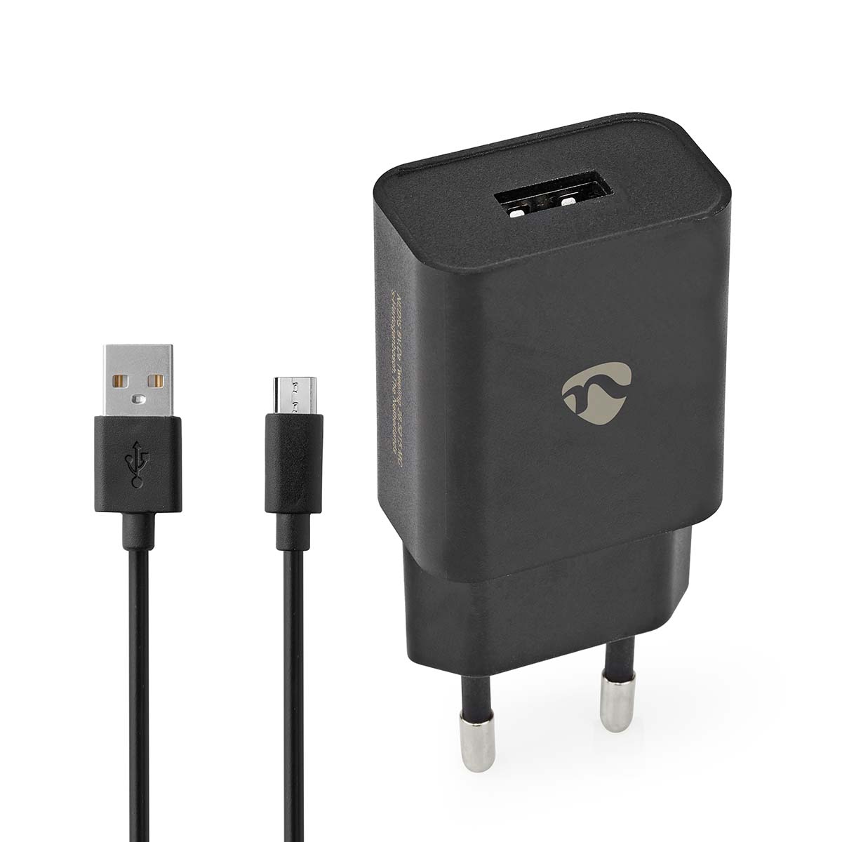 Nedis Chargeur mural 12 W Fonction de charge rapide 1x 2.1 A A Nombre de sorties: 1 USB-A Micro USB (Loose) Câble 1.00 m Single Voltage Output Noir
