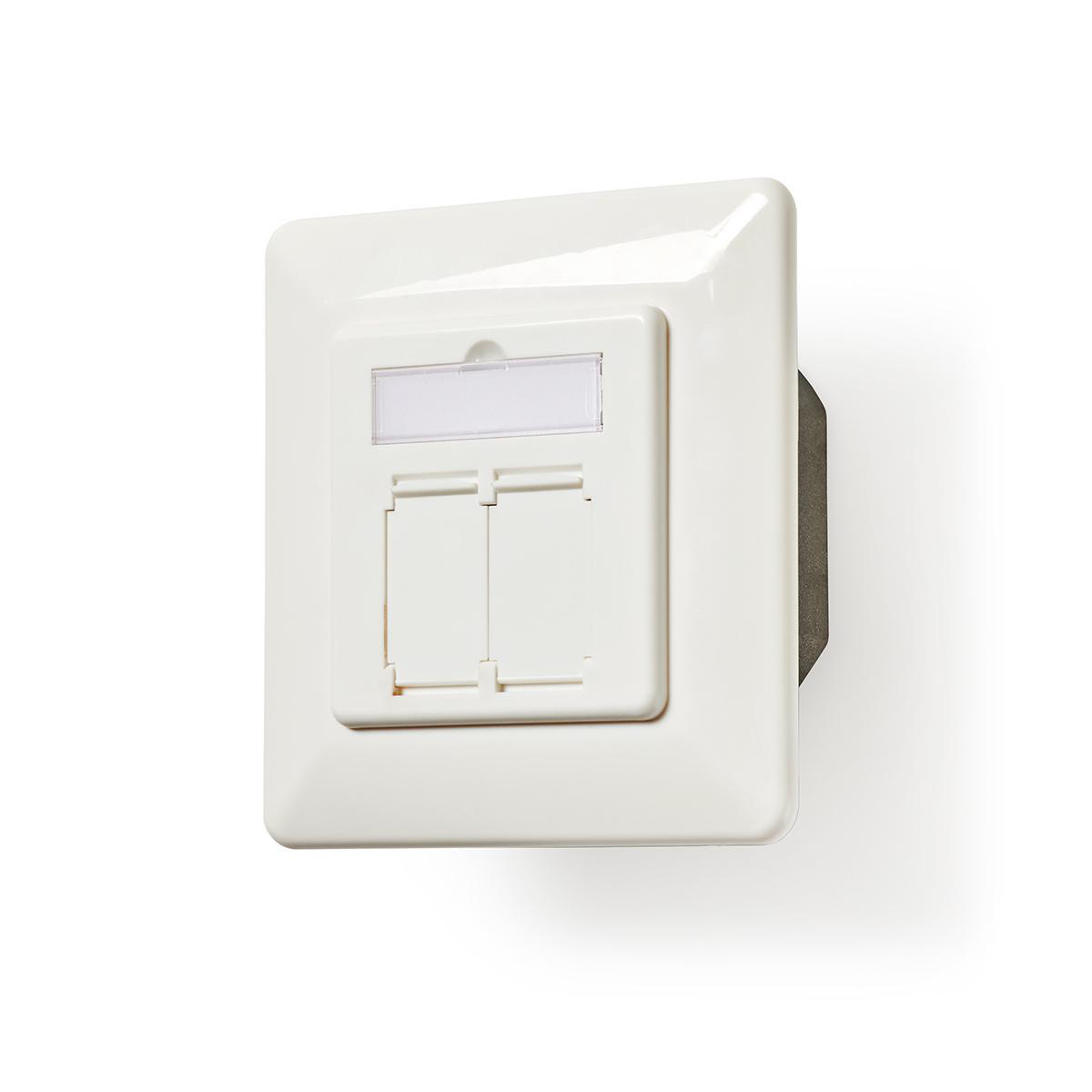 Nedis Boîte murale réseau  Dans le mur  2-Port port(s)  CAT6a  Droit  Femelle  Plaqué or  PVC  Blanc  Enveloppe