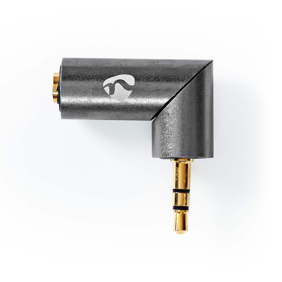 Nedis Adaptataeur audio stéréo 3.5 mm Mâle 3.5 mm Femelle Plaqué or Droit Métal Gris Métal Gun / Or 1 pièces Sachet avec Fenetre