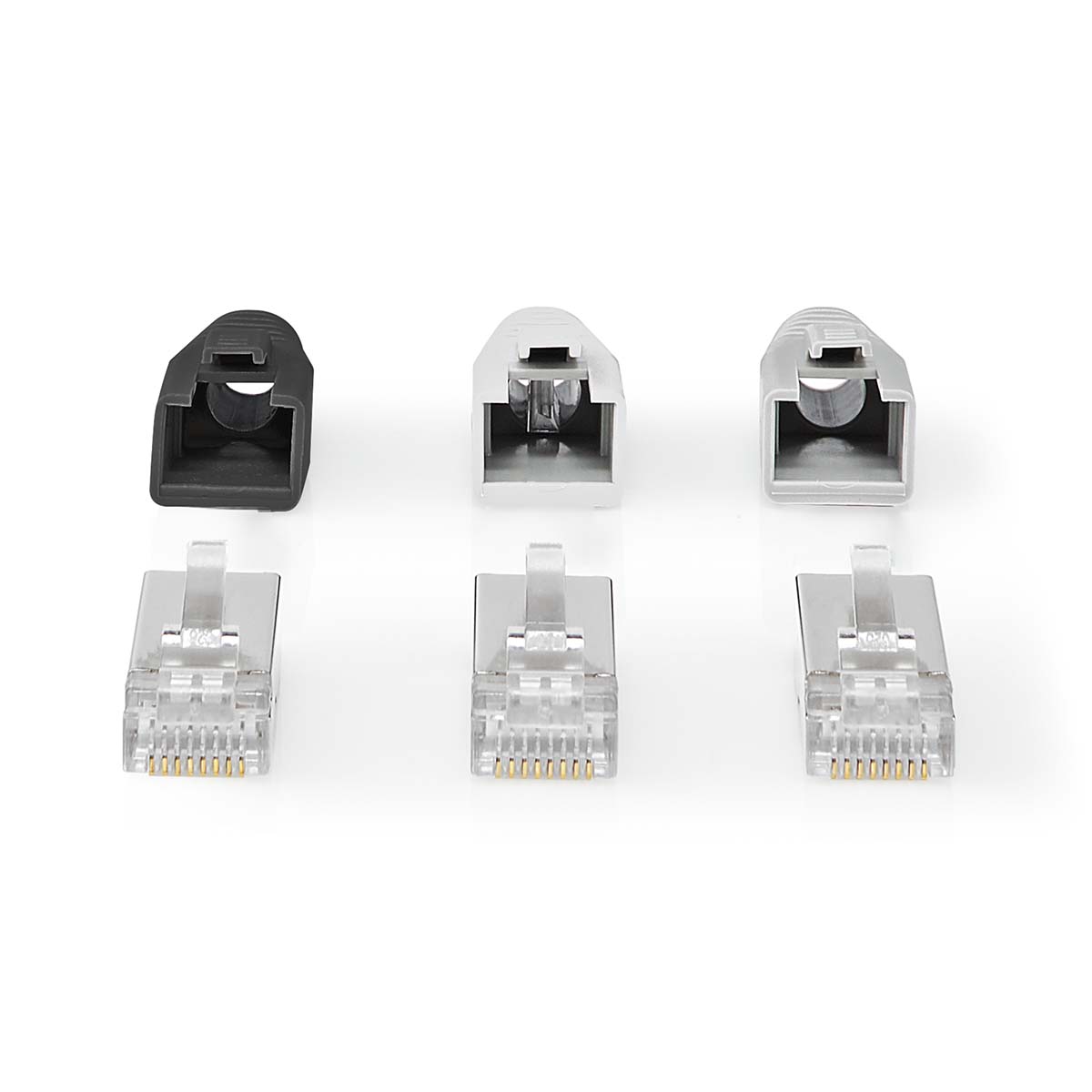 Nedis Connecteur RJ45 RJ45 Pass Through FTP solide/toroné CAT6a Droit Plaqué or 10 pièces PVC Blanc / Gris / Noir Boîte