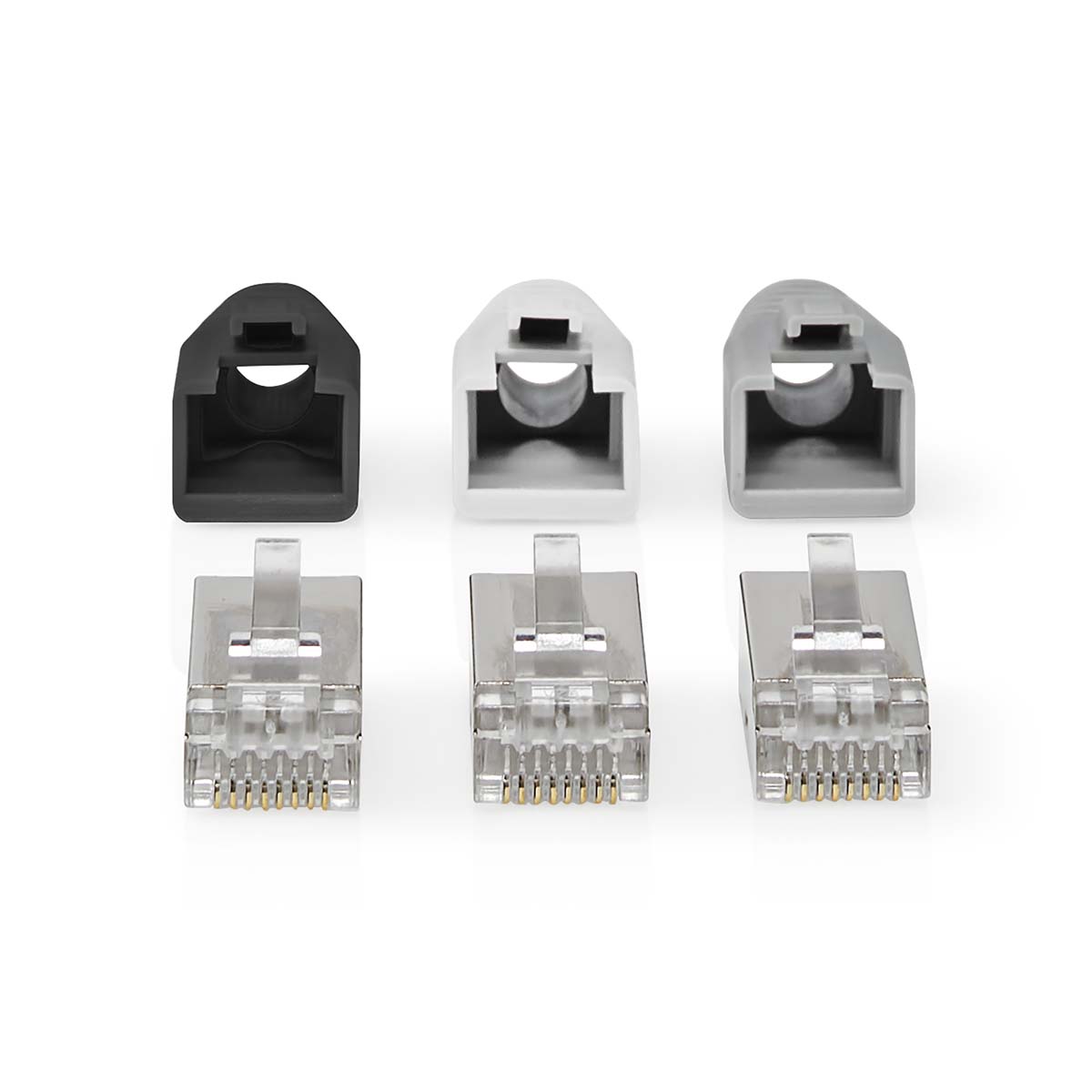 Nedis Connecteur RJ45 RJ45 Pass Through FTP solide/toroné CAT6 Droit Plaqué or 10 pièces PVC Blanc / Gris / Noir Boîte
