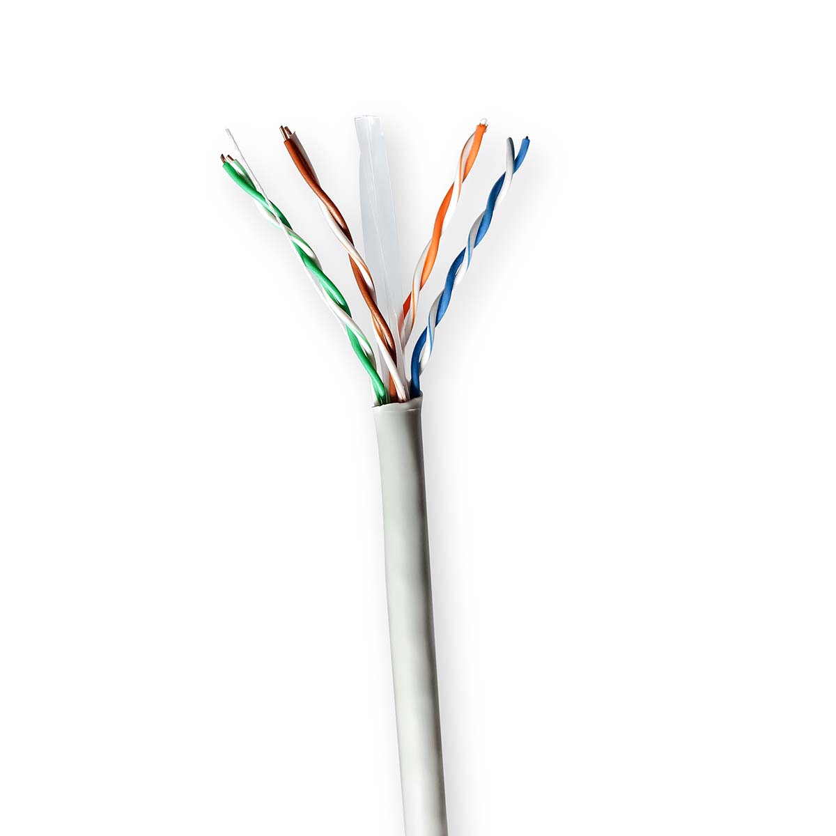 Nedis Réseau Câble Rouleau CAT6 Rigide U/UTP CCA 100.0 m Intérieur Rond PVC Gris Boîte de Tirage