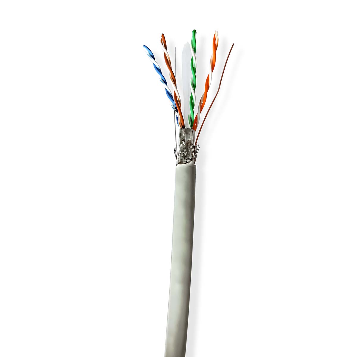 Nedis Réseau Câble Rouleau CAT6 Rigide SF/UTP CCA 100.0 m Intérieur Rond PVC Gris Boîte de Tirage