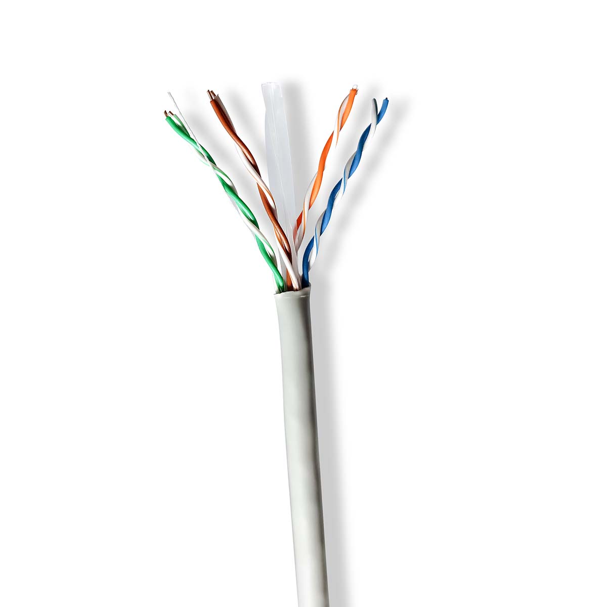 Nedis Réseau Câble Rouleau CAT6 Rigide U/UTP CCA 305.0 m Intérieur Rond PVC Gris Boîte de Tirage