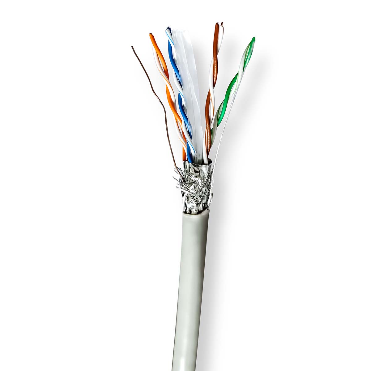 Nedis Réseau Câble Rouleau | CAT6 | Souple | S/FTP | CCA | 305.0 m | Intérieur | Rond | PVC | Gris | Boîte de Tirage