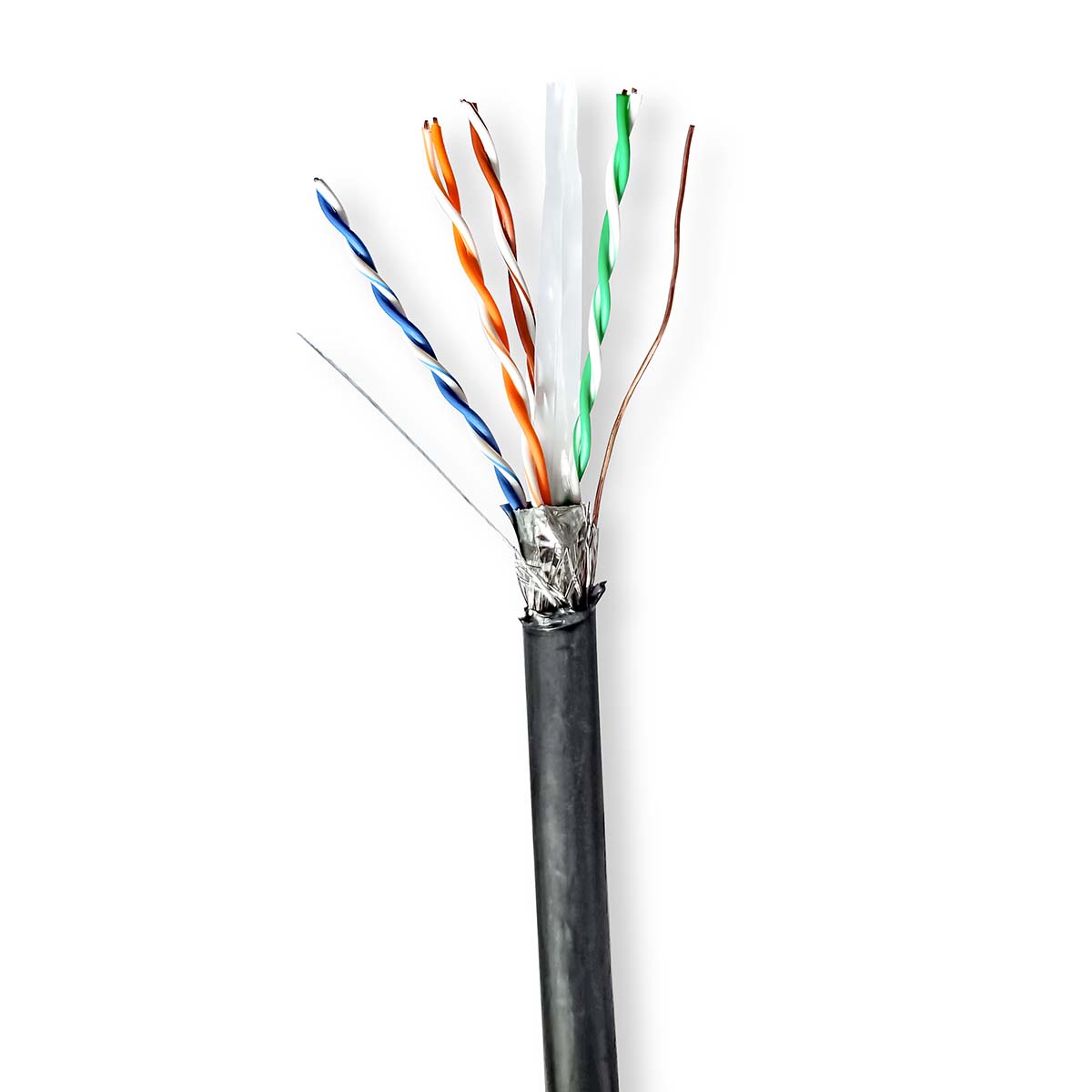 Nedis Réseau Câble Rouleau | CAT6 | Rigide | S/FTP | Cuivre | 100.0 m | Dehors | Rond | PE | Noir | Boîte de Tirage