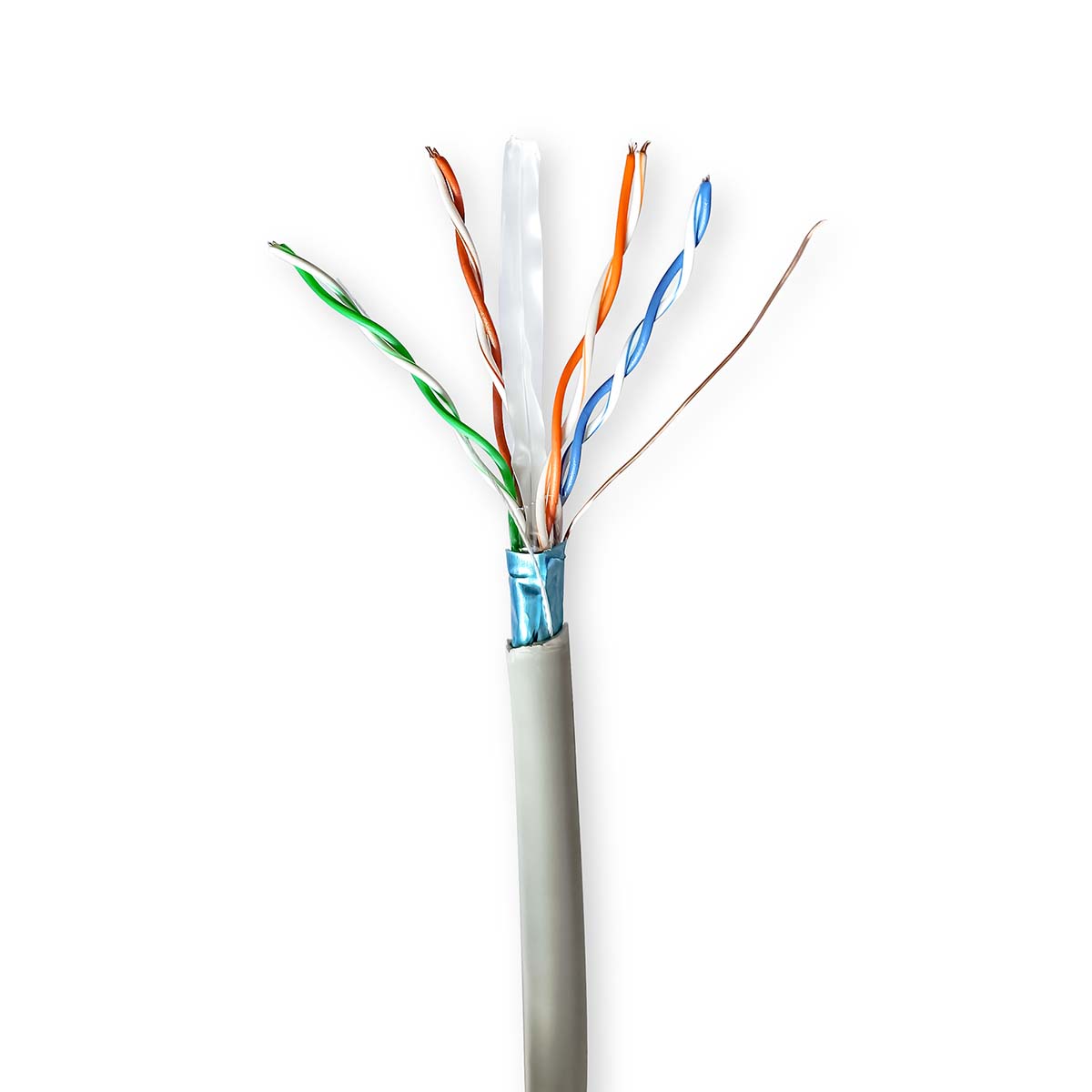 Nedis Réseau Câble Rouleau CAT6 Souple F/UTP CCA 50.0 m Intérieur Rond PVC Gris Boîte de Tirage