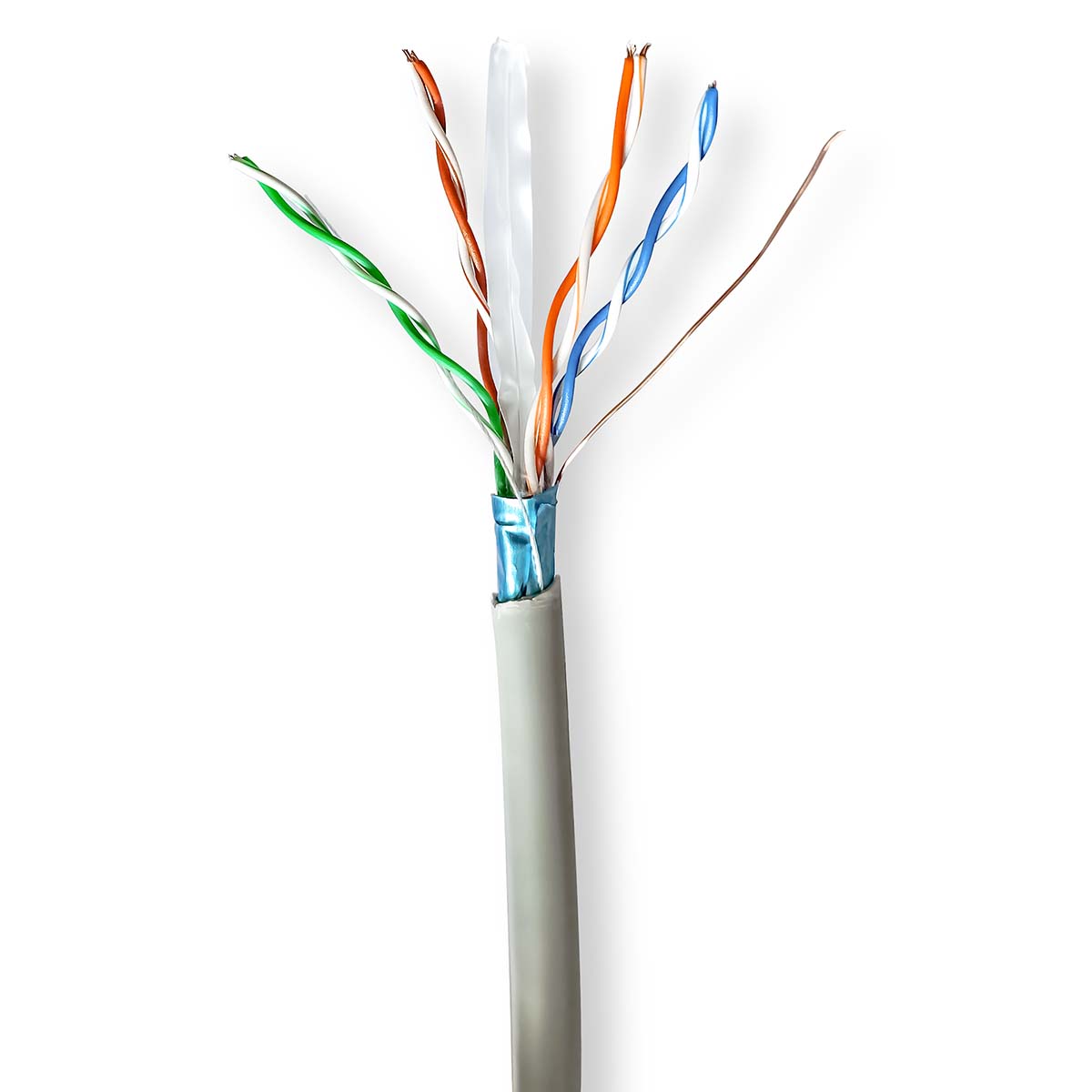 Nedis Réseau Câble Rouleau | CAT6 | Souple | F/UTP | CCA | 305.0 m | Intérieur | Rond | PVC | Gris | Boîte de Tirage