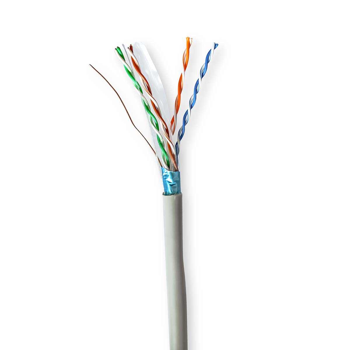Nedis Réseau Câble Rouleau CAT6 Rigide F/UTP CCA 50.0 m Intérieur Rond PVC Gris Boîte de Tirage