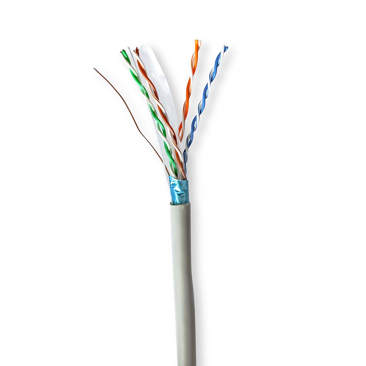 Nedis Réseau Câble Rouleau | CAT6 | Rigide | F/UTP | CCA | 305.0 m | Intérieur | Rond | PVC | Gris | Boîte de Tirage