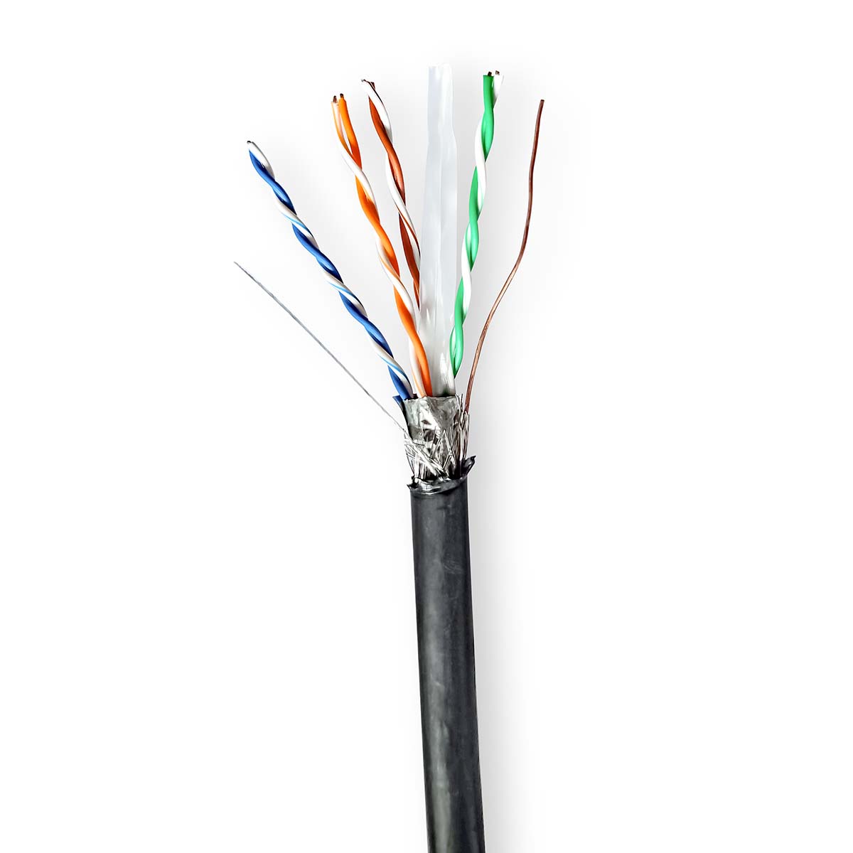 Nedis Réseau Câble Rouleau | CAT6 | Rigide | S/FTP | Cuivre | 305.0 m | Dehors | Rond | PE | Noir | Boîte de Tirage