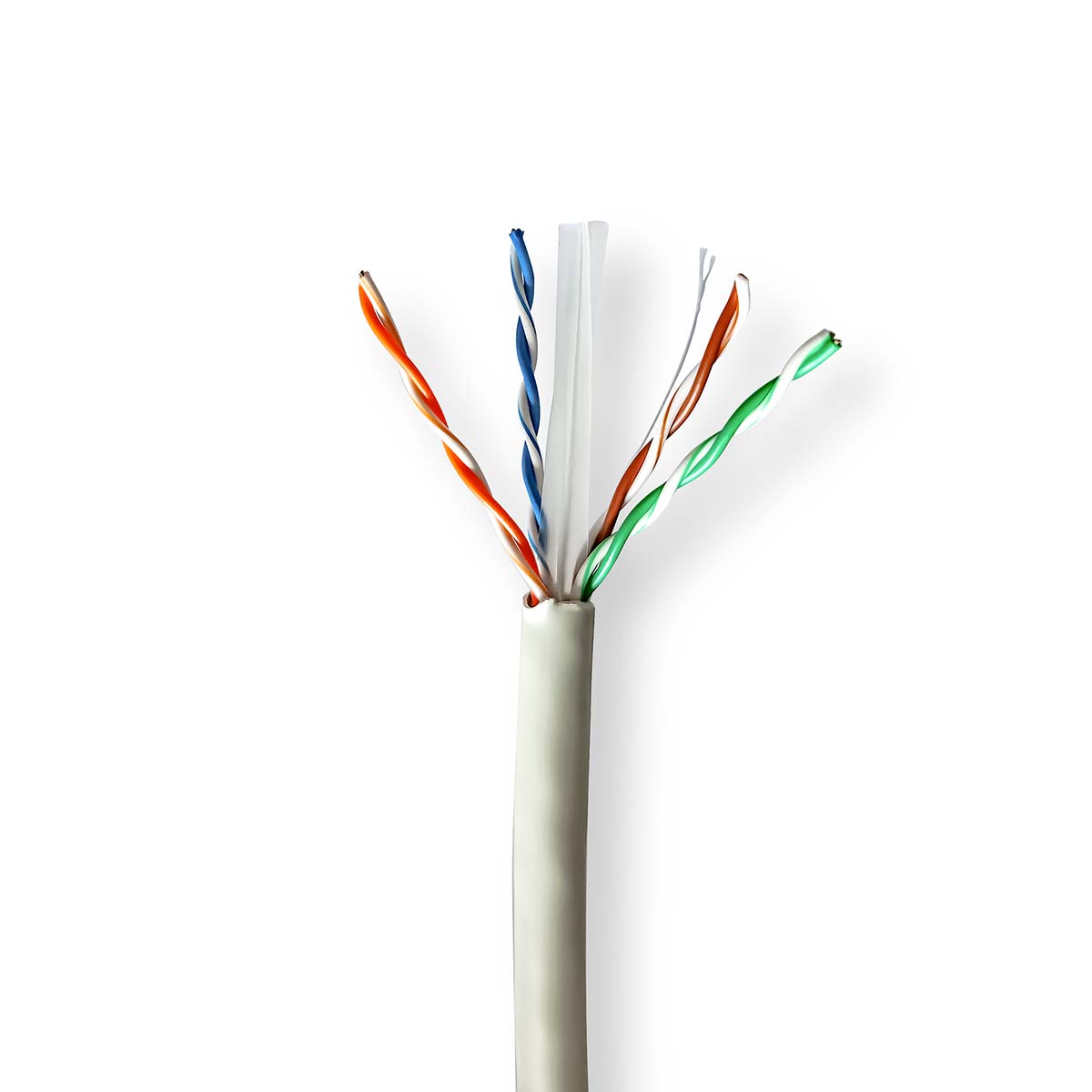 Nedis Réseau Câble Rouleau CAT6 Rigide U/UTP Cuivre nu 100.0 m Intérieur Rond LSZH Gris Boîte de Tirage