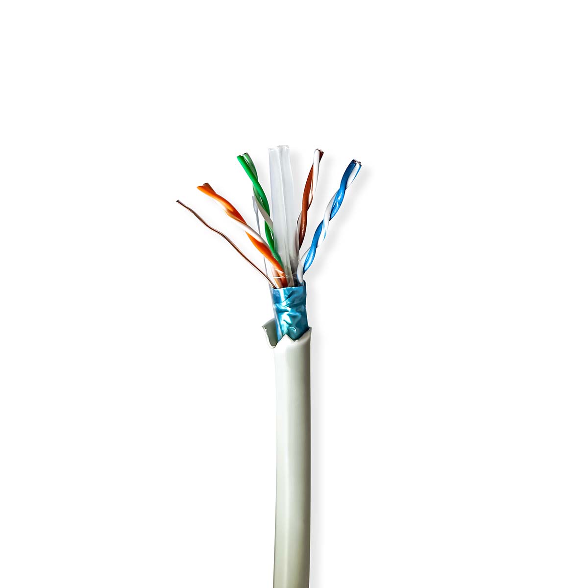 Nedis Réseau Câble Rouleau CAT6 Rigide F/UTP Cuivre nu 50.0 m Intérieur Rond LSZH Gris Boîte de Tirage