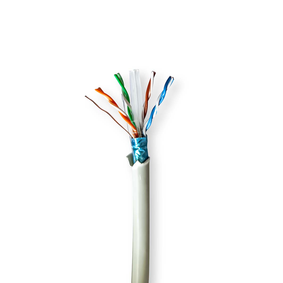 Nedis Réseau Câble Rouleau CAT6 Rigide F/UTP Cuivre nu 100.0 m Intérieur Rond LSZH Gris Boîte de Tirage