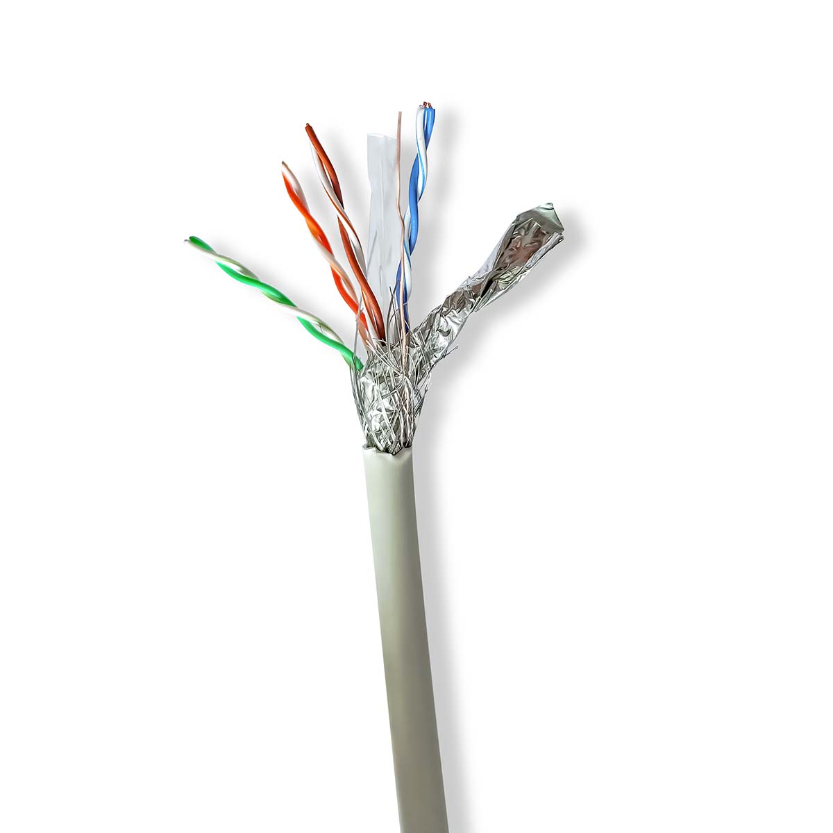 Nedis Réseau Câble Rouleau CAT6 Souple S/FTP Cuivre nu 100.0 m Intérieur Rond LSZH Gris Boîte de Tirage