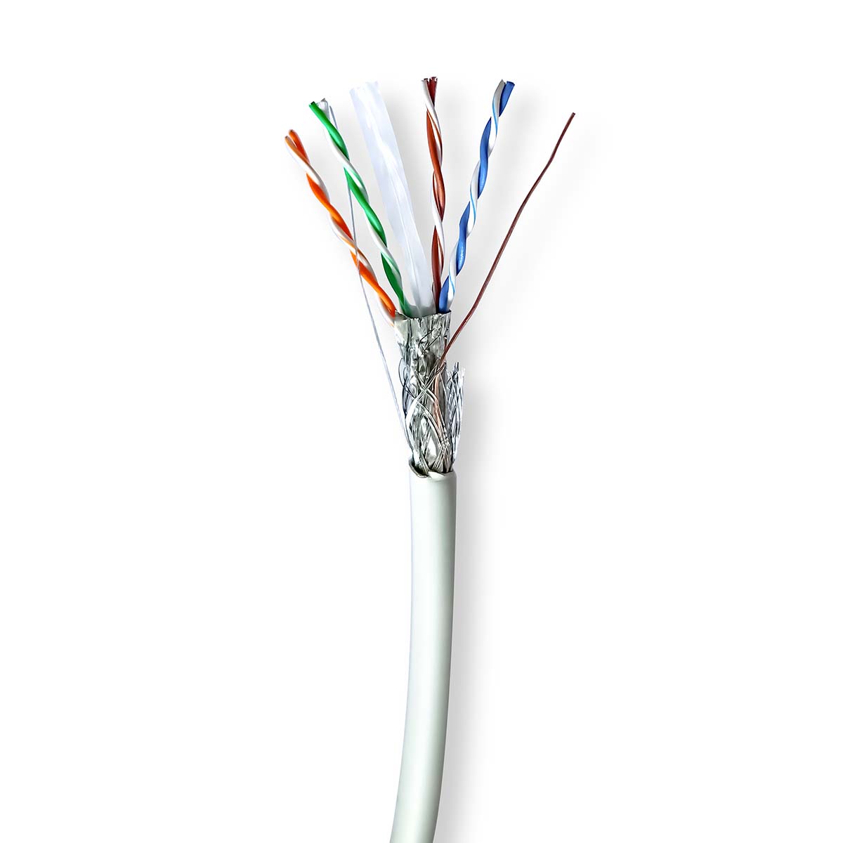 Nedis Réseau Câble Rouleau | CAT6 | Rigide | S/FTP | Cuivre nu | 305.0 m | Intérieur | Rond | LSZH | Gris | Boîte de Tirage