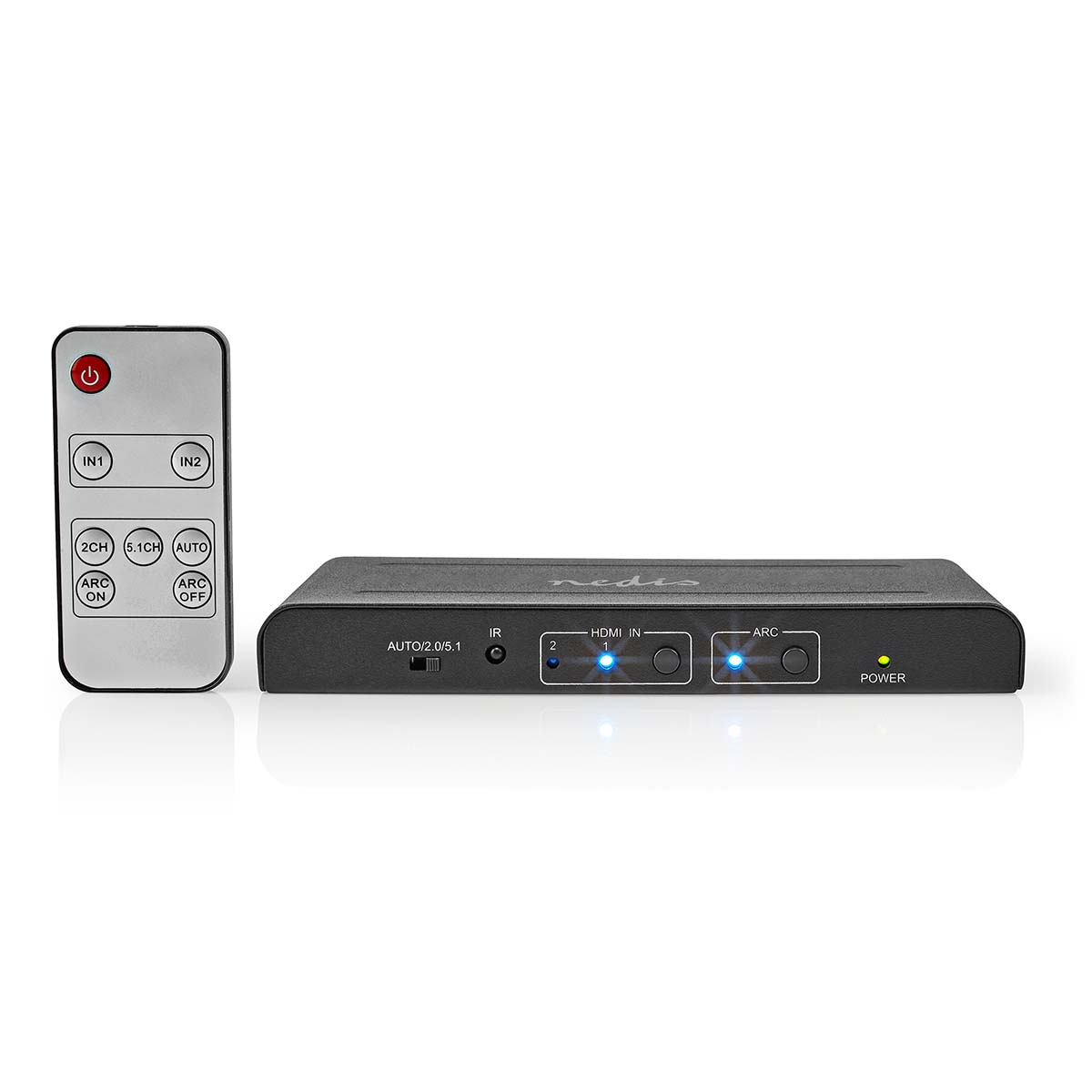 Nedis Extracteur HDMI 2x entrée HDMI ™ TosLink Femelle / 1x HDMI™ sortie / 2x RCA / 3.5 mm Résolution maximale: 4K@60Hz 18 Gbps Métal Anthracite Boîte