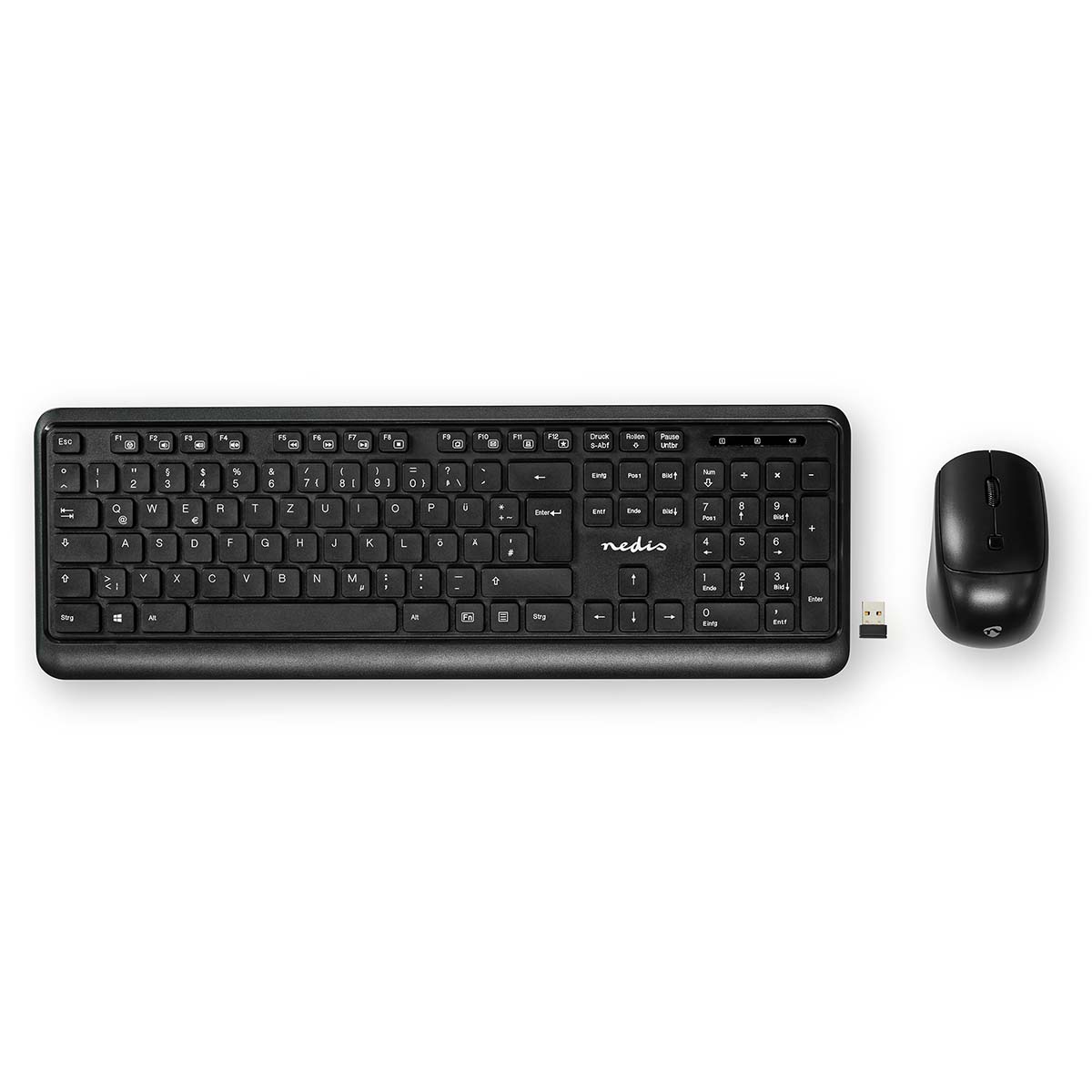 Nedis Kit clavier et souris Sans Fil Connexion souris et clavier: USB 800 / 1200 / 1600 dpi PPP (DPI) réglable QWERTZ Disposition Allemagne