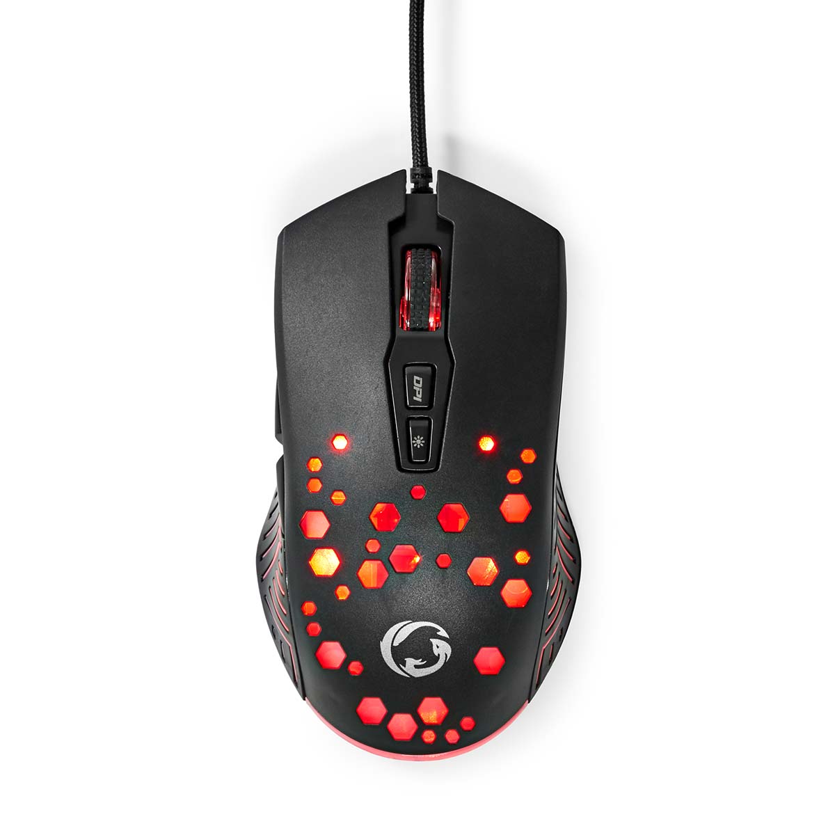 Nedis Souris de jeu Filaire 800 / 1200 / 2400 / 3200 / 4800 / 7200 dpi PPP (DPI) réglable Nombre de boutons: 7 Boutons programmables Droitier 1.50 m RGB