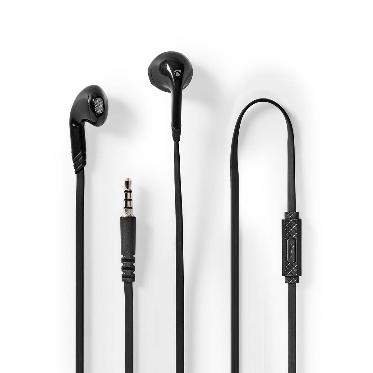 Nedis Écouteurs Filaires 3.5 mm Longueur de corde: 1.20 m Microphone intégré Contrôle du Volume Noir