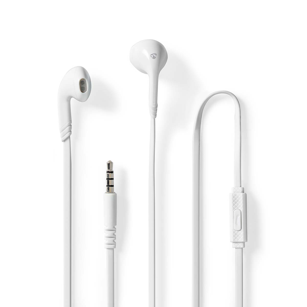 Nedis Écouteurs Filaires 3.5 mm Longueur de corde: 1.20 m Microphone intégré Contrôle du Volume Blanc