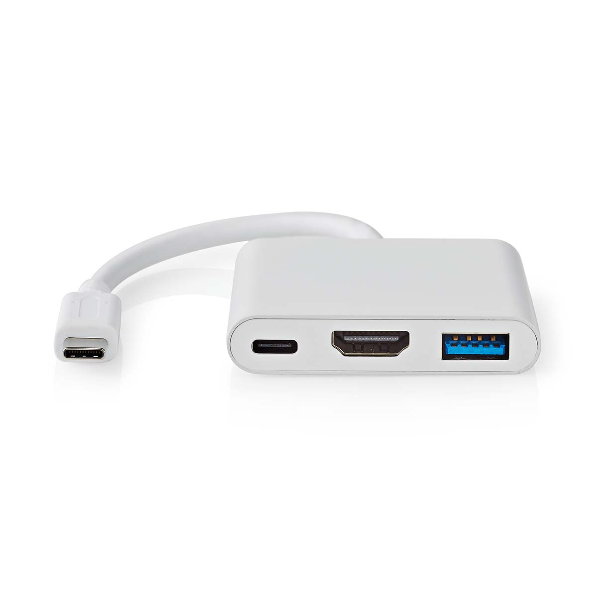 Nedis Adaptateur Multi-Ports USB USB 3.2 Gen 1 USB-C Mâle Sortie HDMI / USB-A Femelle / USB-C Femelle 5 Gbps 0.10 m Rond Plaqué nickel PVC Blanc Boîte