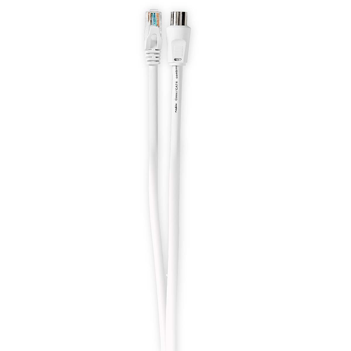 Nedis Câble combiné Coax et Cat6 IEC (Coax) Mâle / RJ45 Male IEC (Coax) Femelle / RJ45 Male Plaqué nickel RG58 75 Ohm Double blindage 3.00 m Rond PVC Blanc Boîte