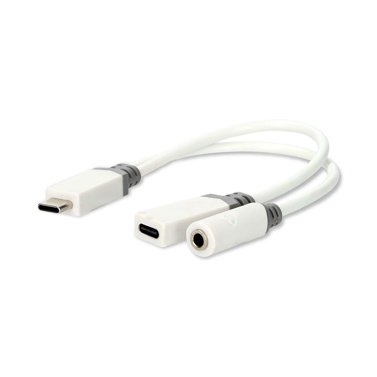 Nedis Adaptateur USB-C™ USB 2.0 USB-C™ Mâle USB-C™ Femelle / 3.5 mm Femelle 0.10 m Rond Plaqué or PVC Blanc Boîte